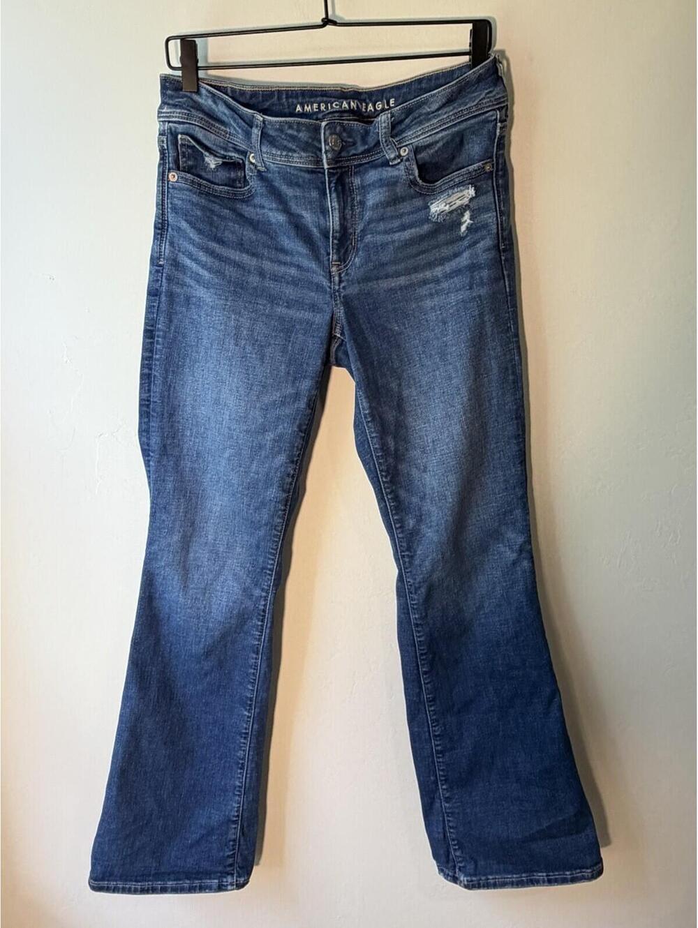 American Eagle Women’s Bootcut Blue Jeans Medium Wash Mid Rise Stretch 5-Pocket